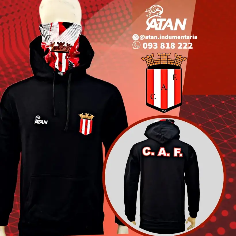 Buzo canguro de Club Atlético Fernandino confeccionada por ATAN, sublimado total