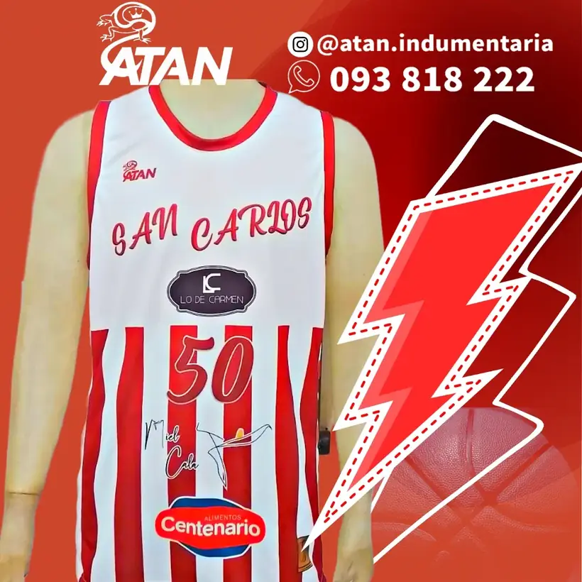 Camiseta de Club Atlético San Carlos confeccionada por ATAN, sublimado total