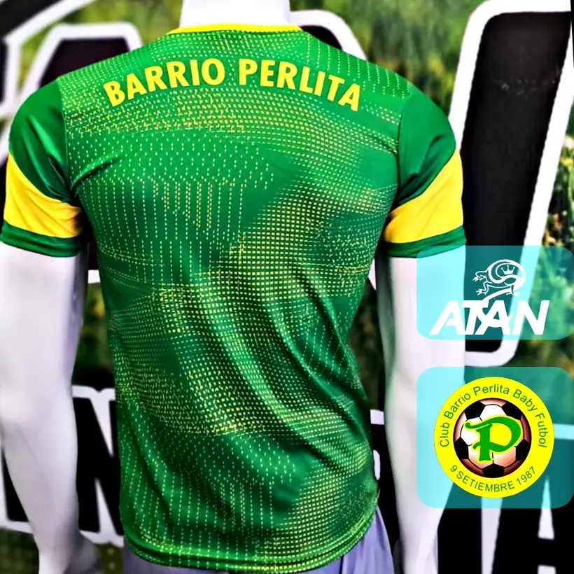 Camiseta de Club Barrio Perlita confeccionada por ATAN, sublimado total