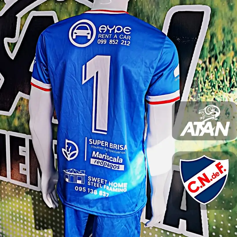 Camiseta de Club Nacional de Fútbol de San Carlos confeccionada por ATAN, sublimado total