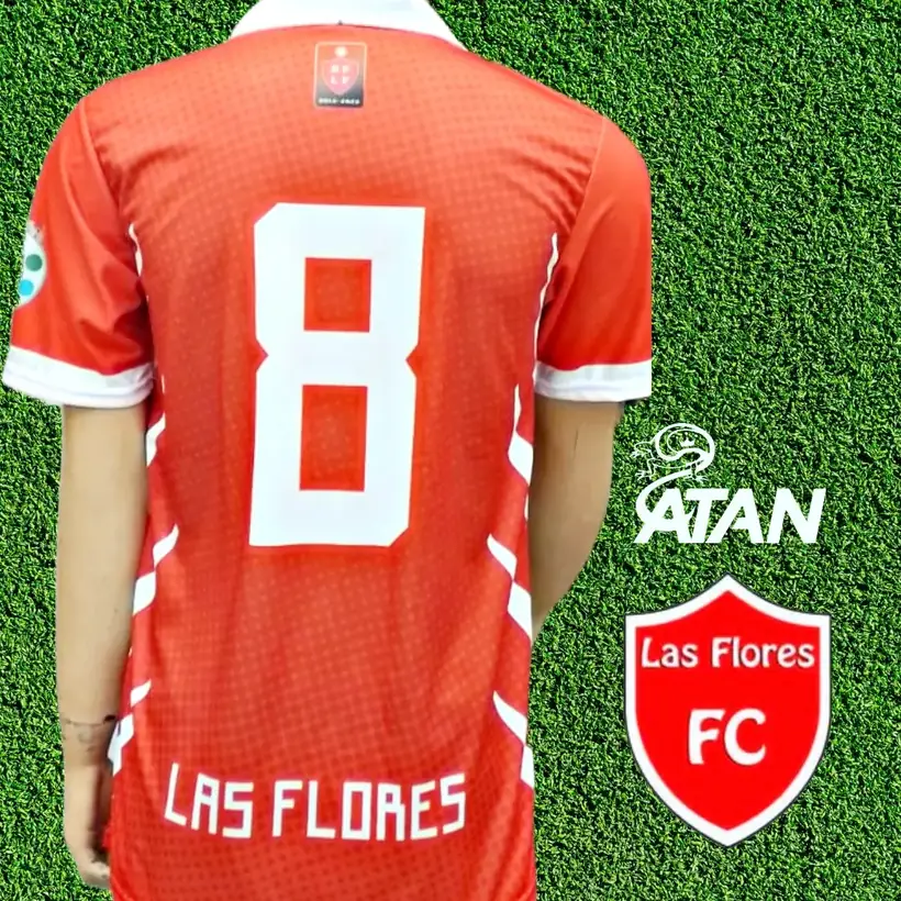 Camiseta de Las Flores Fútbol Club confeccionada por ATAN, sublimado total