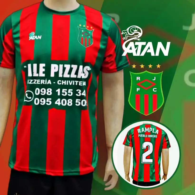 Camiseta de Rampla de Pueblo Obrero confeccionada por ATAN, sublimado total