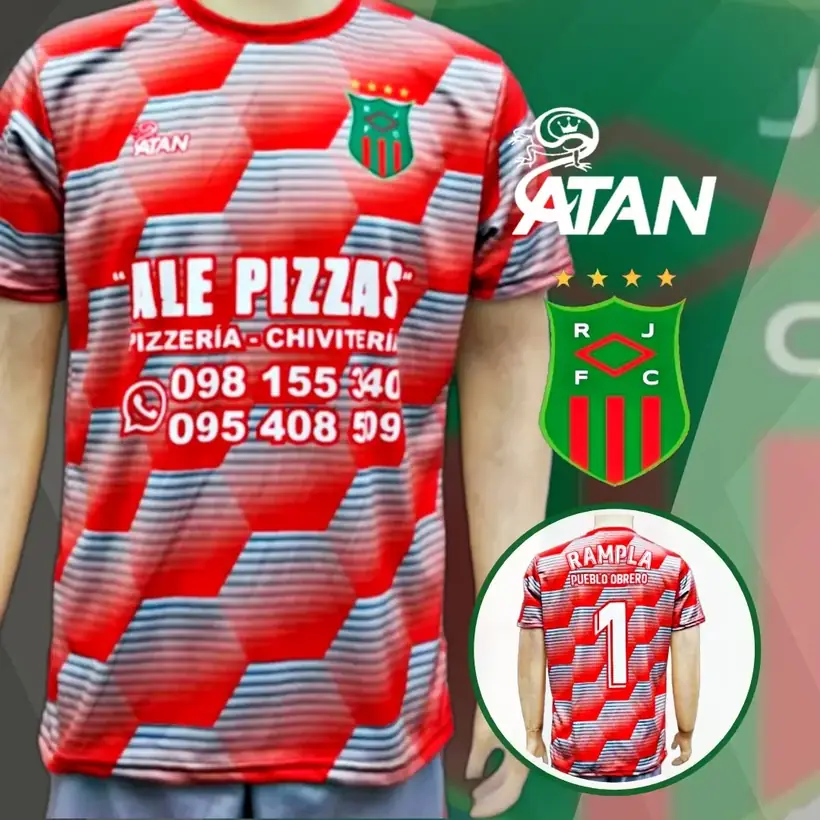 Camiseta de Rampla de Pueblo Obrero confeccionada por ATAN, sublimado total